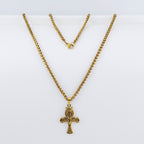 Conjunto cadena trigo + dije cruz egipcia